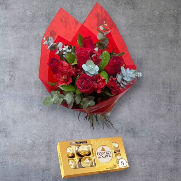 Buquê de Rosas Vermelhas Chocolates