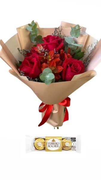 BUQUÊ MIDE DE ROSAS VERMELHAS COM CHOCOLATE oferta de segundas a sexta-feiras!