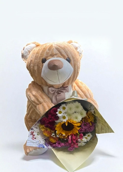 Urso Divo Grande E Flores